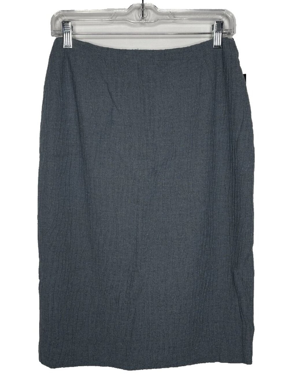 Vintage 90s Emanuel Ungaro Pencil Skirt Size 8 Gray Textured Silk Wool Blend